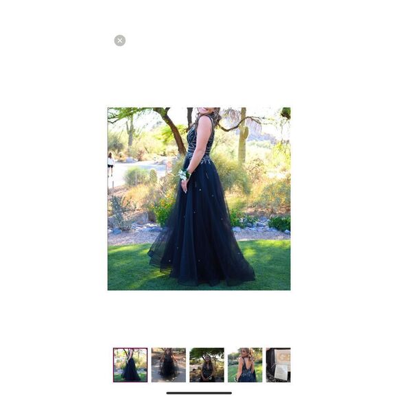 GB Size 3 Beaded Bodice Formal Gown Black Tulle Bottom Evening Special Occasion - Picture 6 of 16